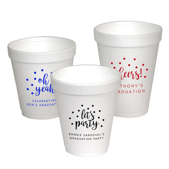 Personalized Confetti Dot Styrofoam Cups
